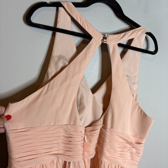 Azazie sleeveless maxi bridesmaid dress in Pearl Pink - Picture 3 of 5